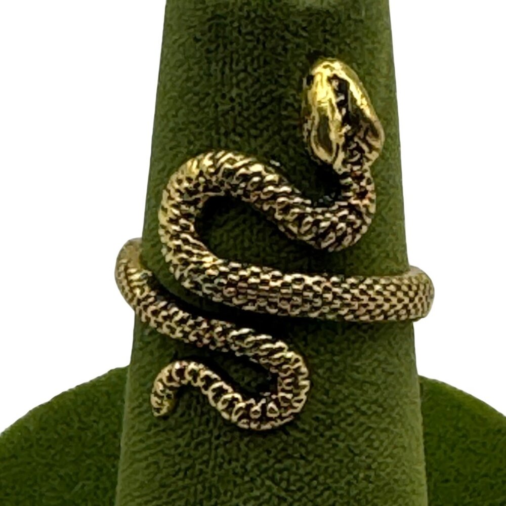 Gold-Tone Snake Wraparound Adjustable Ring For Women